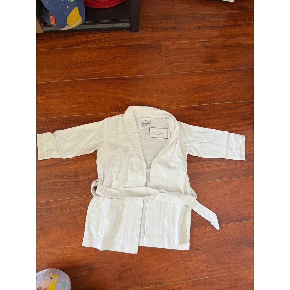 Petite Plume White Cotton Robe with Belt